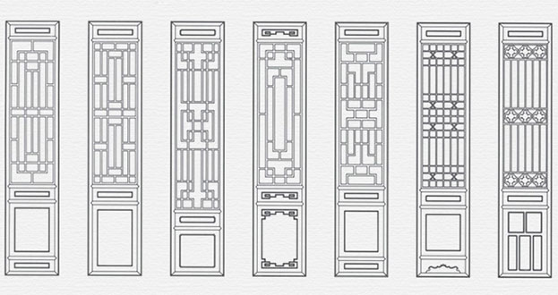 察哈尔右翼后常用中式仿古花窗图案隔断设计图