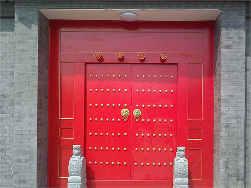 察哈尔右翼后中国传统四合院系列朱红色中式木制大门木作